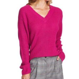 GAP Women's V-Neck Sweater - Bright Pink